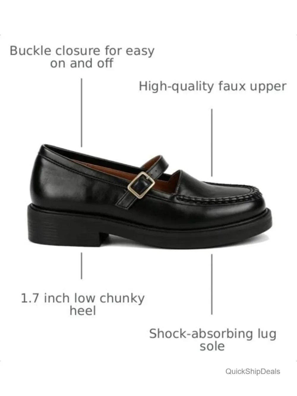 LUXMAX Women's Faux Suede Low Heel Loafers with Buckle Detail